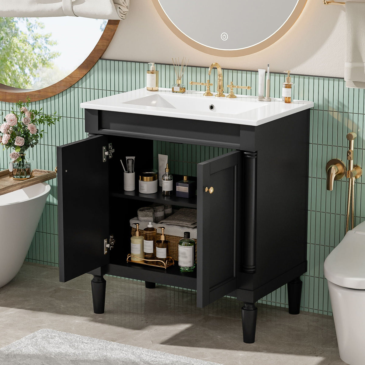 Bathroom Vanity Cabinet With Sink, Soft Close Doors, Storage Cabinet, photo 14 of 21