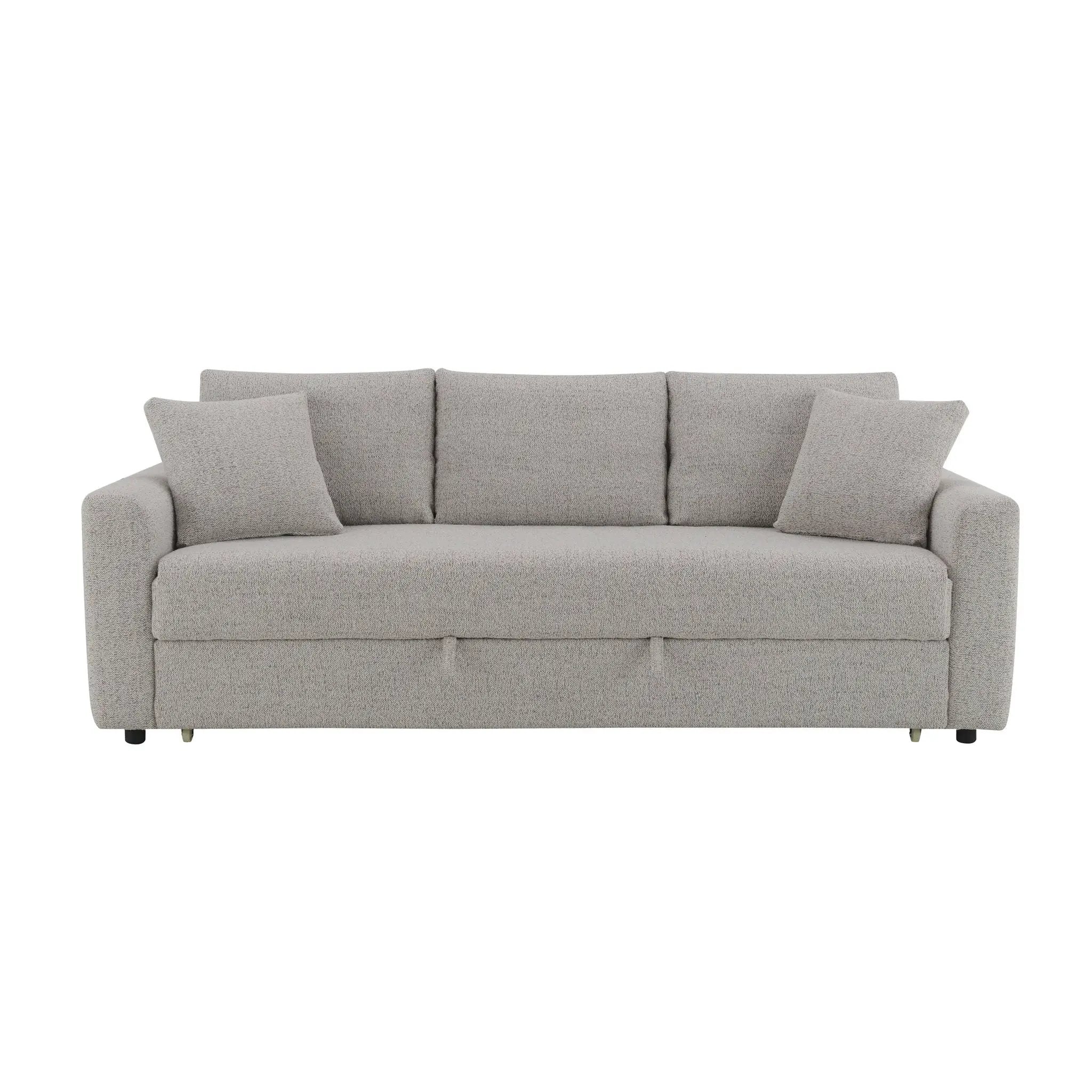 Connie - Boucle Sleeper Sectional Sofa With 2 Toss Pillows - Beige by Unique Piece Furniture