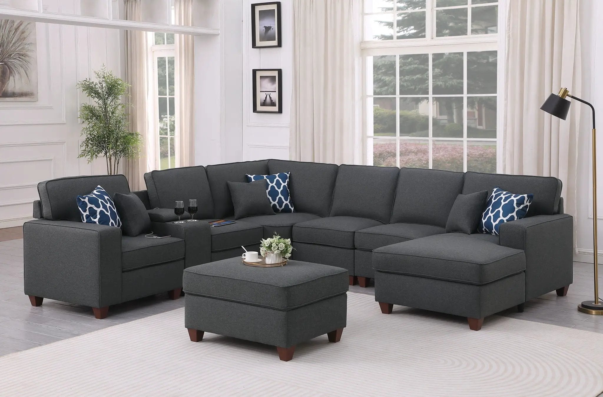 Tina - 8 Piece Upholstered Sectional With Ottoman by Unique Piece Furniture