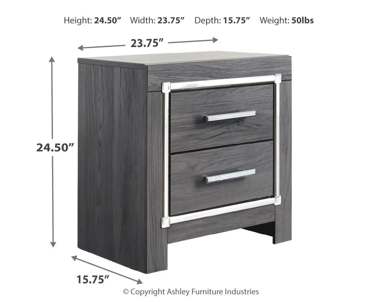 Lodanna - Two Drawer Night Stand - Gray by Unique Piece Furniture