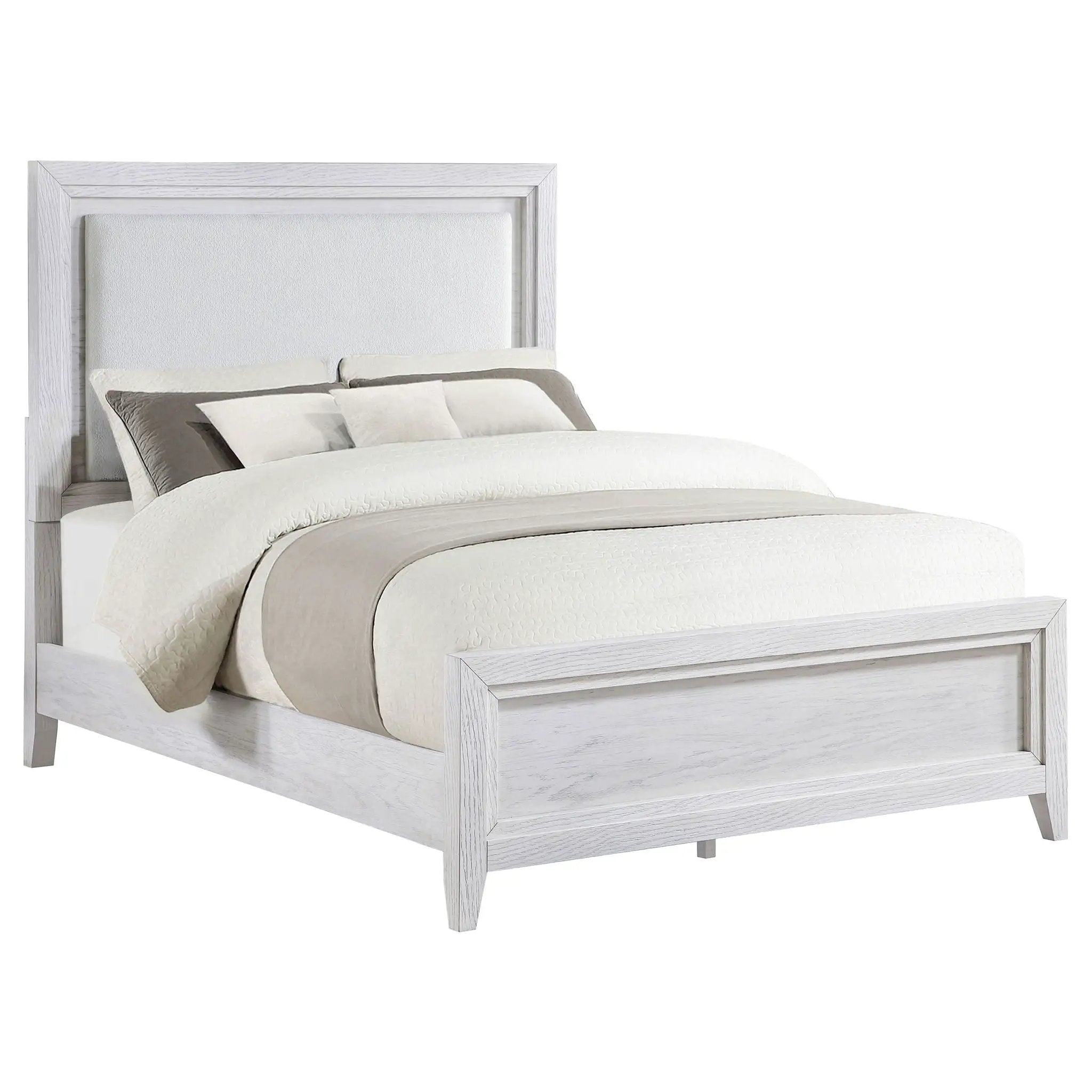 Marielle California King Panel Upholstered Bed Distressed White by Unique Piece Furniture