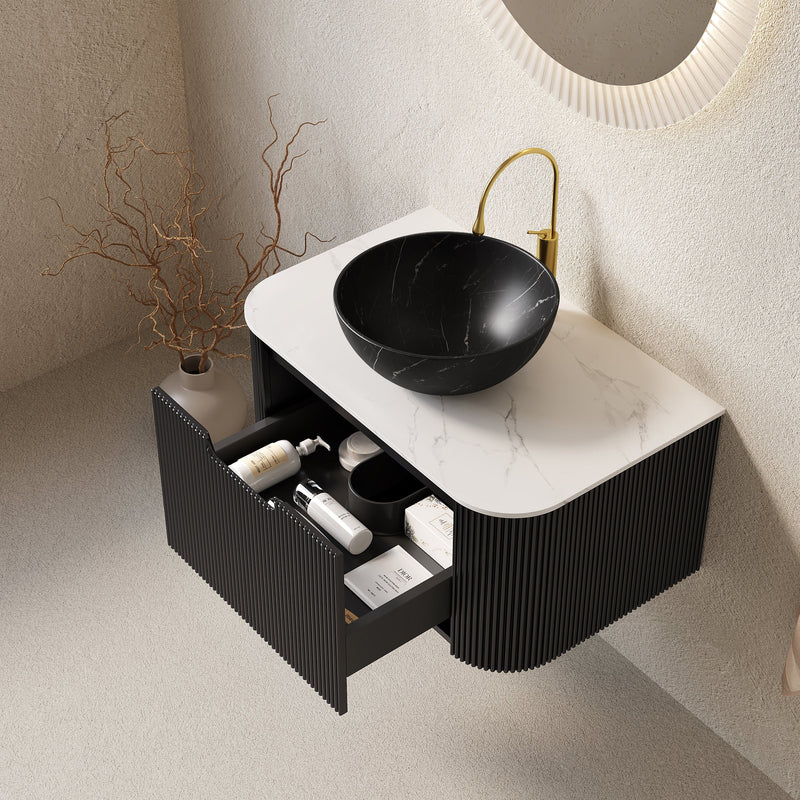 DINA 30" Bathroom Vanity & Sink with Floating Curved Edges by HouseOfZazla