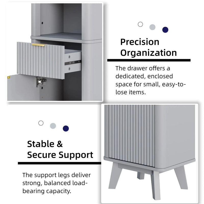 Tall Bathroom Storage Cabinet With Adjustable Shelves And 1 Drawer & Door by HouseOfZazla