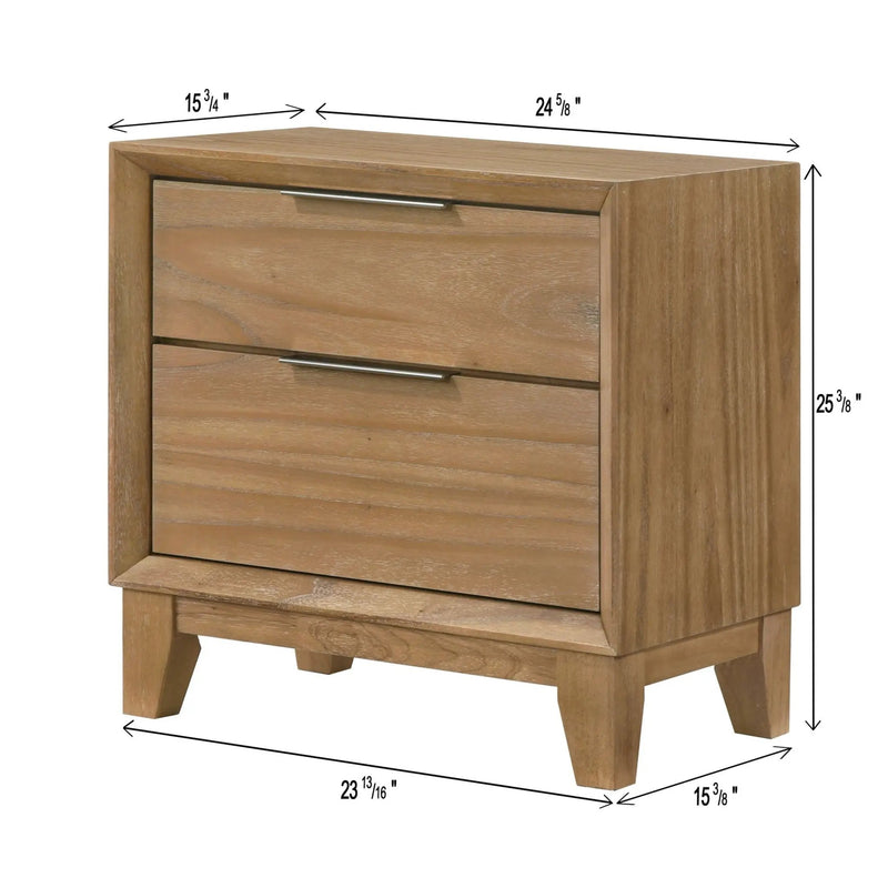 1 Piece 2 Drawer Nightstand - Natural Wood by Unique Piece Furniture
