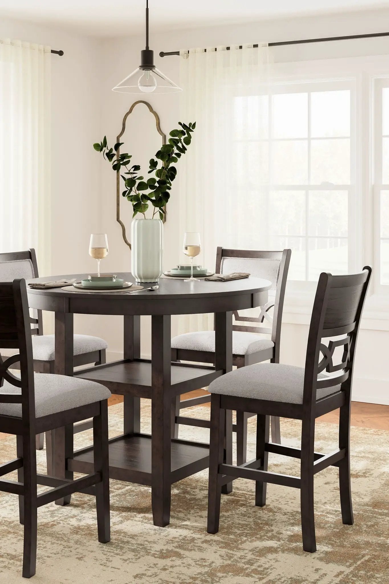 Langwest - Dining Room Counter Table Set (Set of 5) - Brown by Unique Piece Furniture