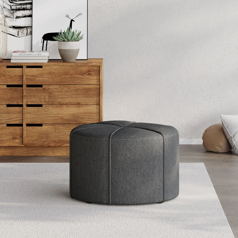 Contemporary Ottoman With Tonal Piping And Button Tuft Design by HouseOfZazla