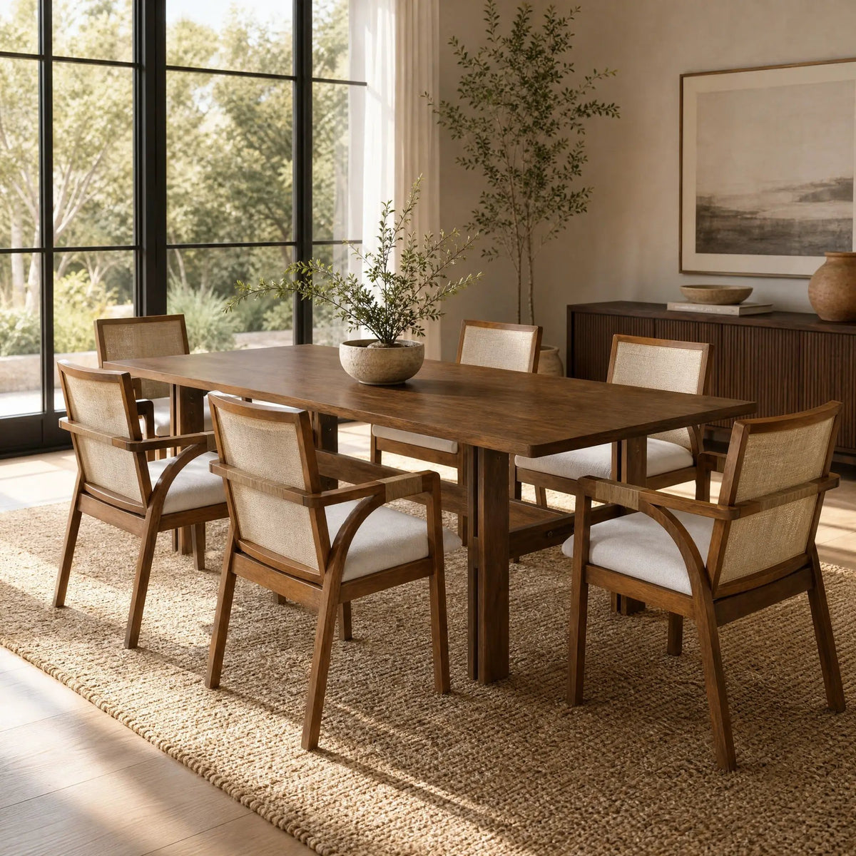 7-Piece Dining Table Set for 6, 71" Rectangular by HouseOfZazla