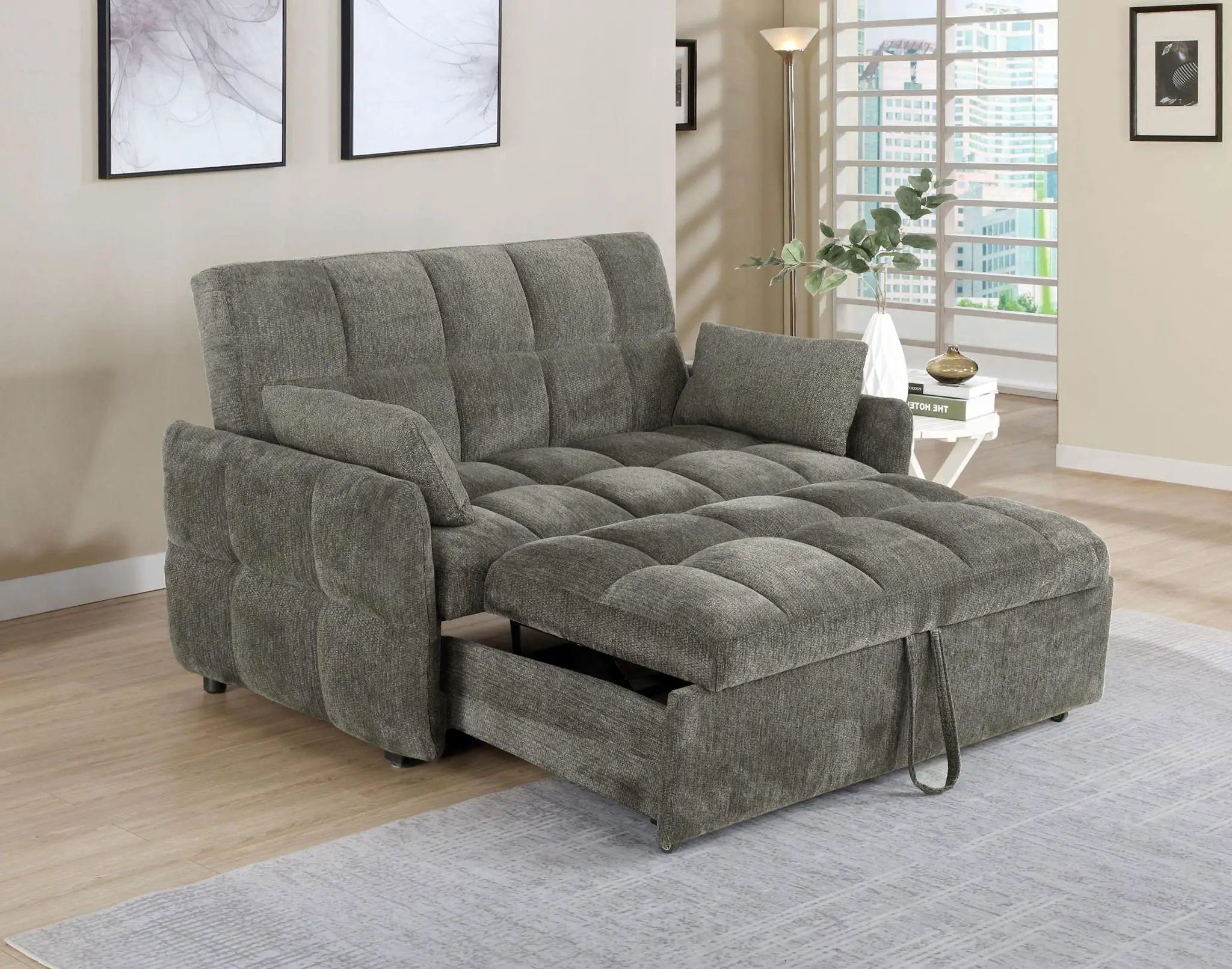 Cotswold Upholstered Convertible Sleeper Sofa Bed Dark Grey by Unique Piece Furniture