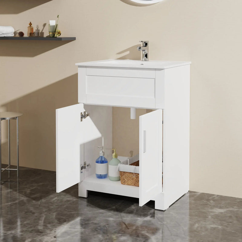 Sink Bathroom Vanity Laundry Cabinet Combo - White by Unique Piece Furniture