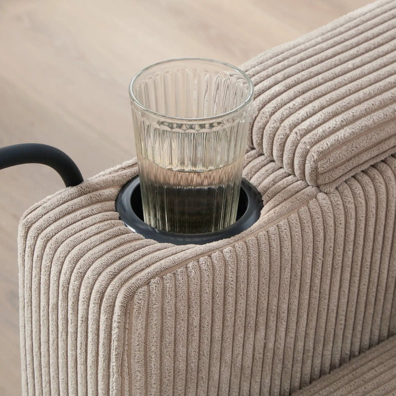 Convertible Chaise Lounge Sofa Chair With USB Ports, Cup Holders, Phone Holder And Storage by HouseOfZazla