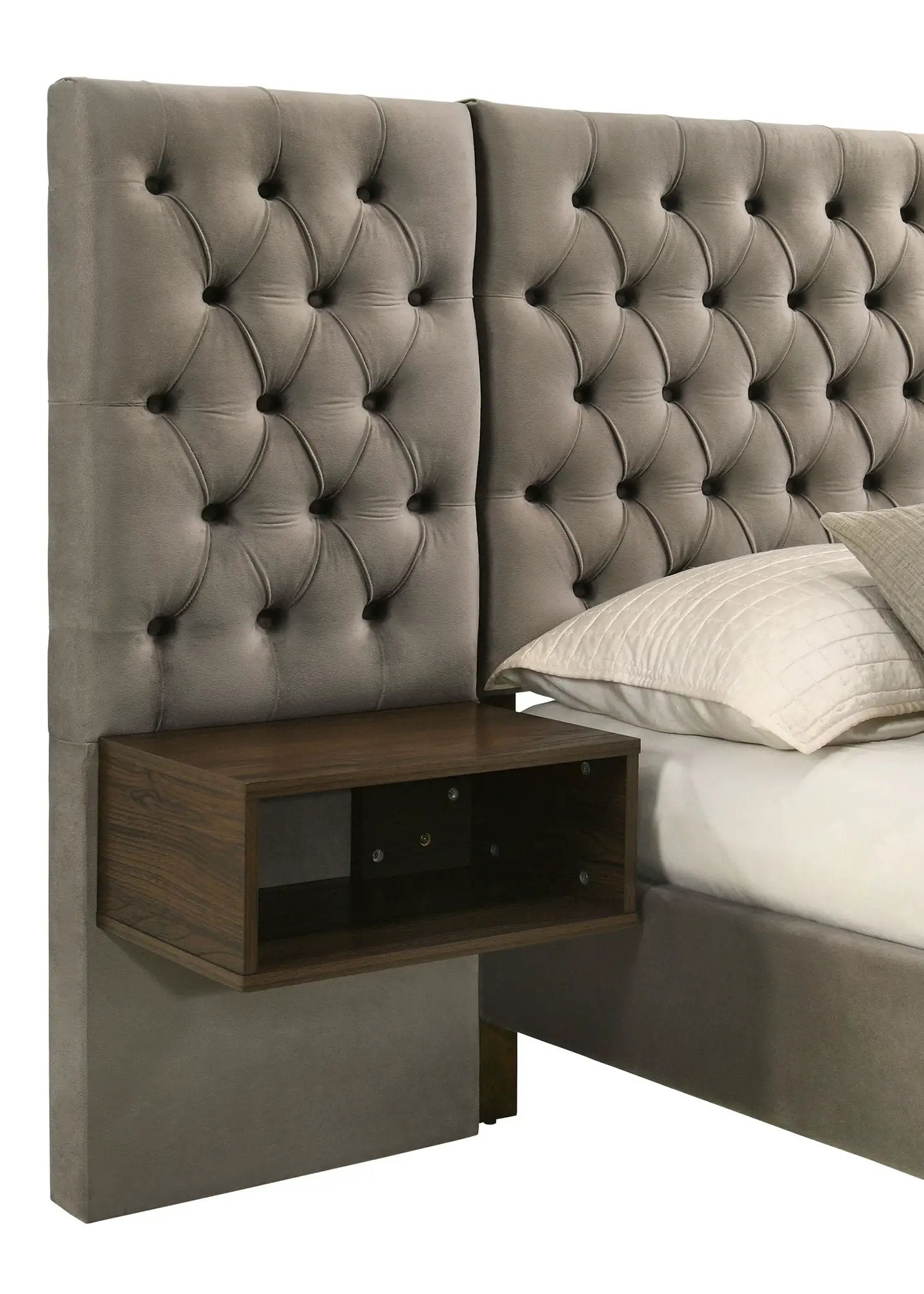 Marley Upholstered Queen Wall Panel Bed Light Brown by Unique Piece Furniture