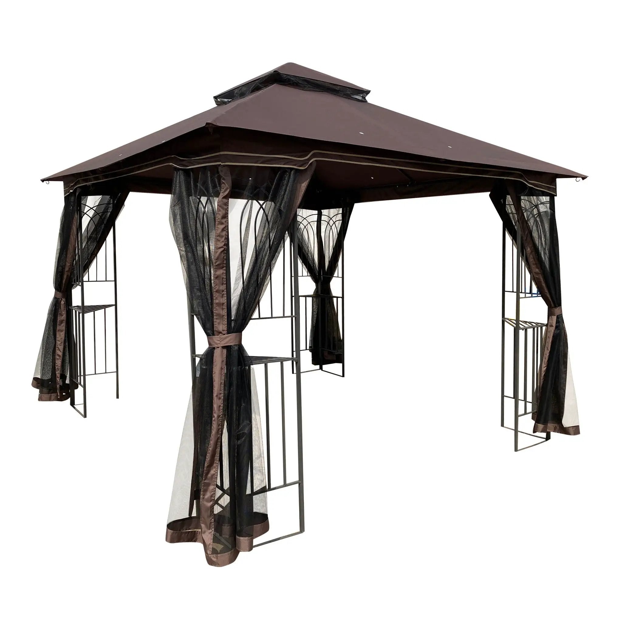 Patio Gazebo Tent With Ventilated Double Roof And Mosquito Net by Unique Piece Furniture