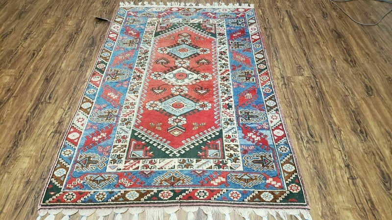 4' X 6' Handmade Turkish Super Kazak Shirvan Wool Rug Colorful by Jewel Rugs