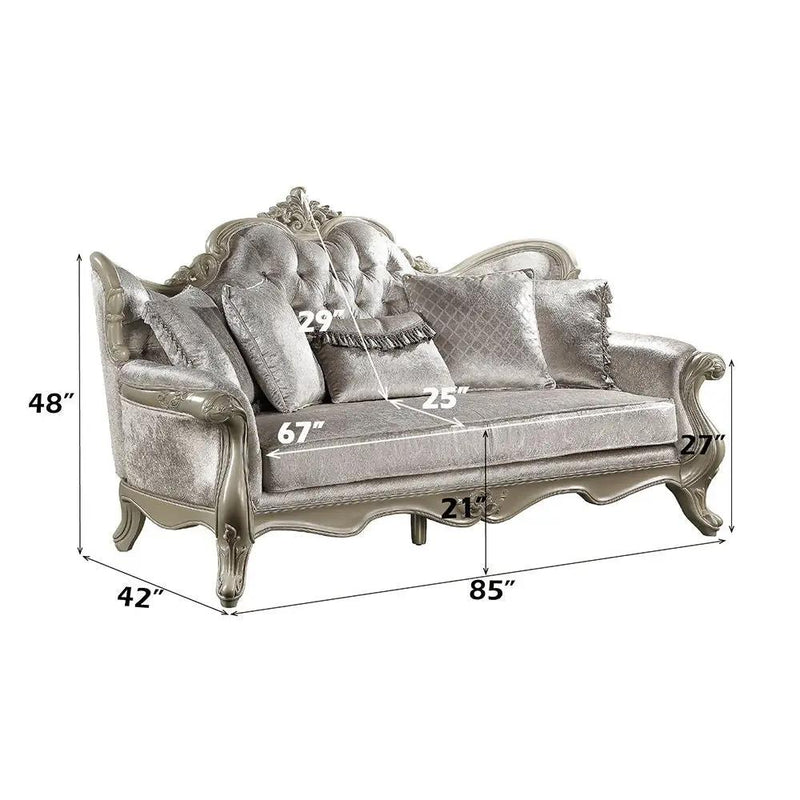 Libertee - Sofa With 5 Pillows - Beige Fabric & Champagne by Unique Piece Furniture