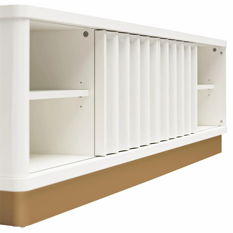 Rene - Scalloped TV Stand For TVs Up To 65" - White by HouseOfZazla
