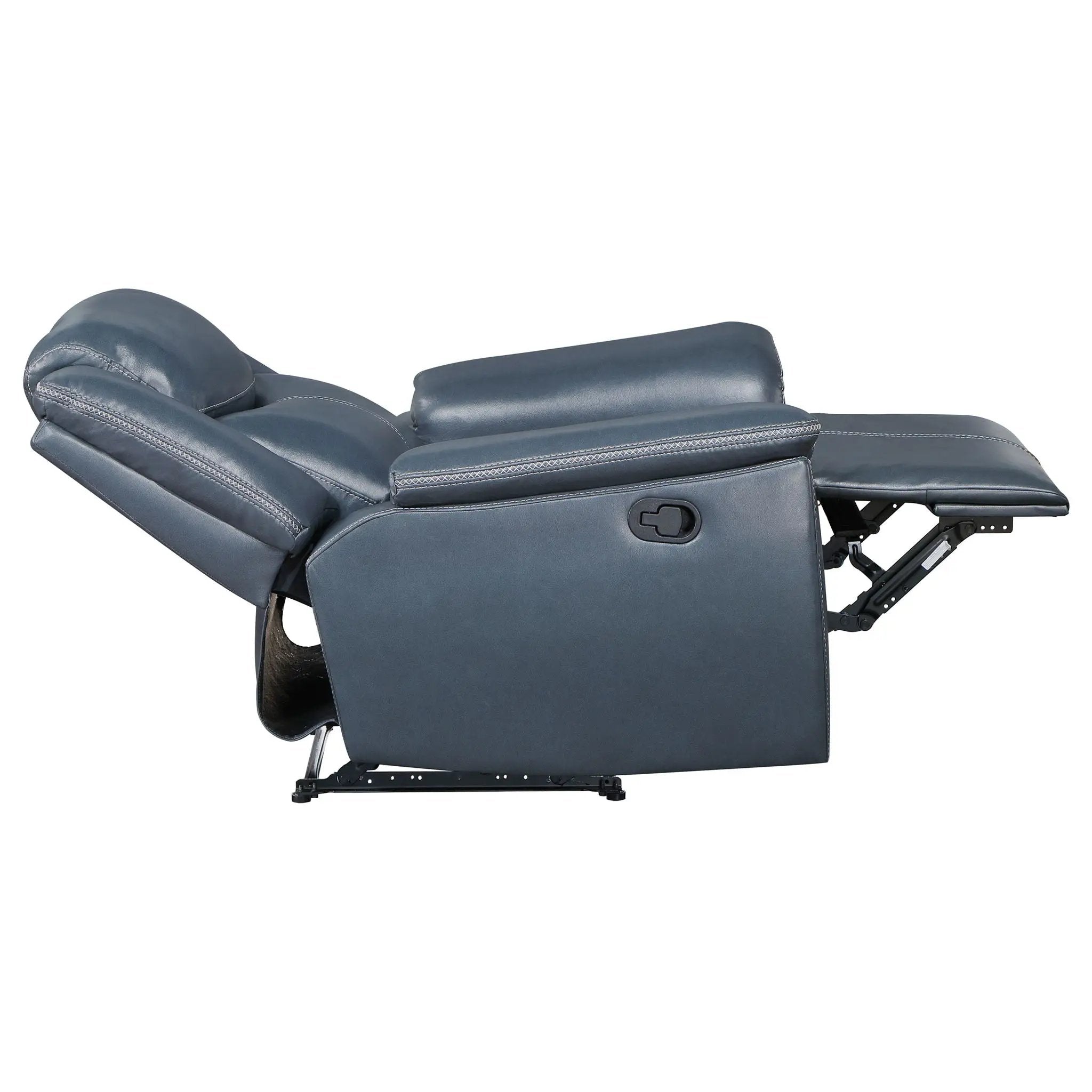 Brier - Upholstered Padded Arm Recliner Chair With Manual Recline And Pillowtop Arms - Blue by Unique Piece Furniture