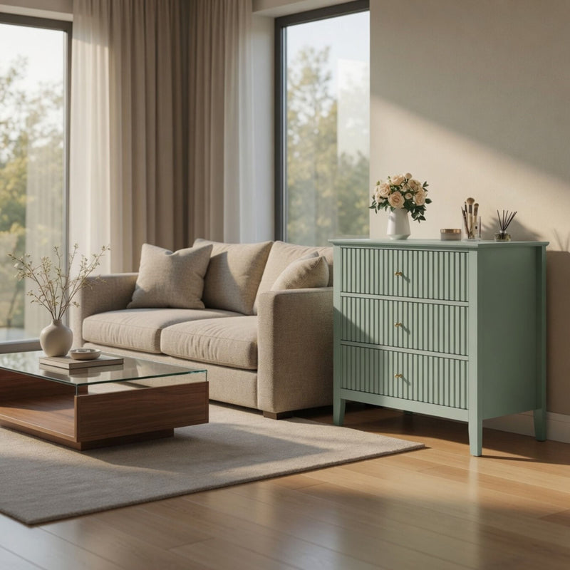 Fluted 3 Drawer Nightstand With Soft Close Slides by HouseOfZazla