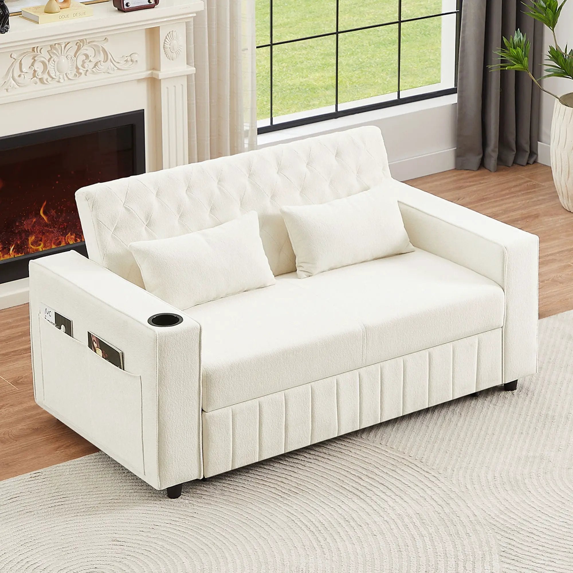 Pull-Out Sofa Bed Convertible Couch With Adjustable Backrest For Living Room by HouseOfZazla