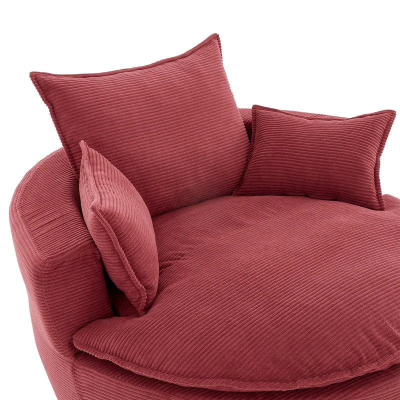 360° Swivel Accent Barrel Chair With Dual Layer Cushion And 3 Removable Pillows by HouseOfZazla