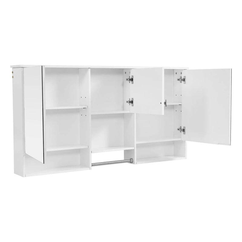Wall-Mount 3-In-1 Mirror Cabinet With Adjustable Shelf, Soft-Closing Hinges, Rectangular Design - White by Unique Piece Furniture