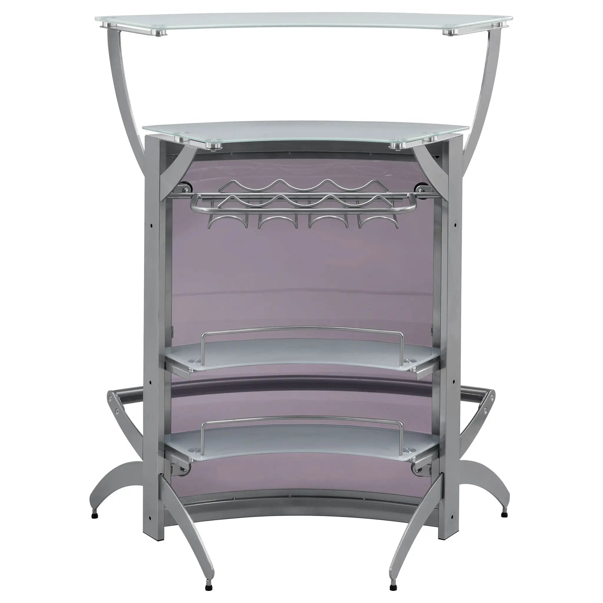 Dallas 2-shelf Curved Freestanding Home Bar Cabinet Silver by Unique Piece Furniture