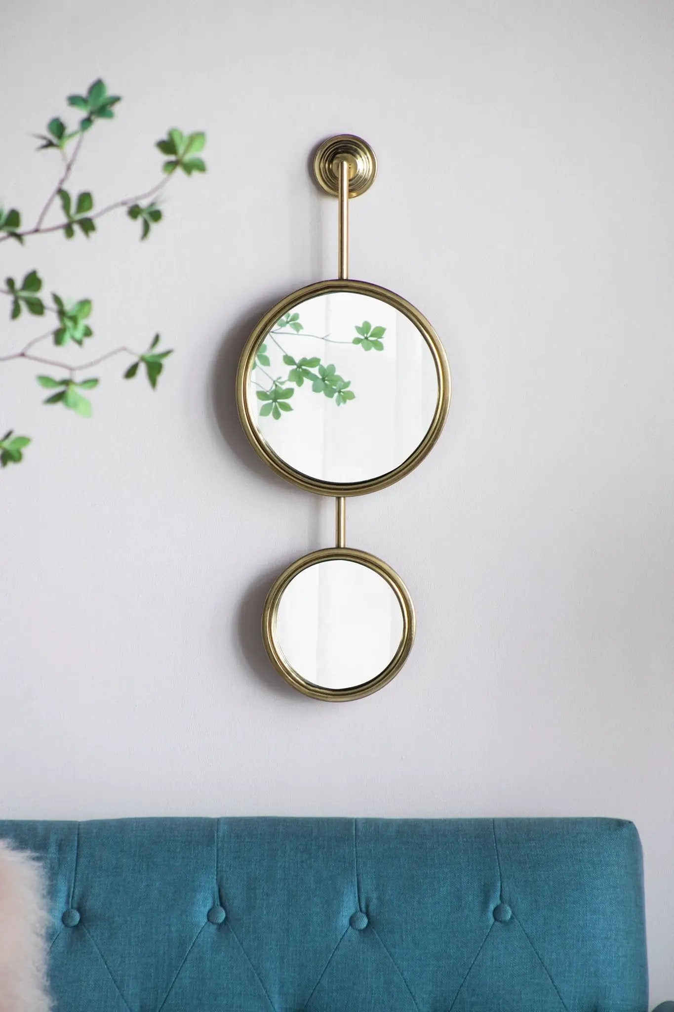 2 Circle Mirrors For Wall Decor, Unique Contemporary Wall Mirror For Living Room Bedroom Entryway - Gold by Unique Piece Furniture