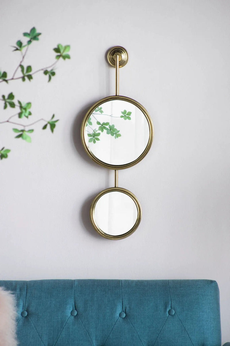 2 Circle Mirrors For Wall Decor, Unique Contemporary Wall Mirror For Living Room Bedroom Entryway - Gold by Unique Piece Furniture