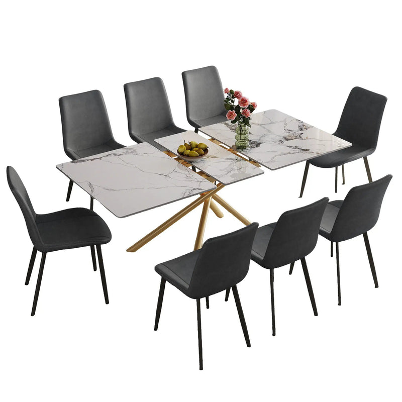 Modern Expandable Dining Table With Retractable Leaf With Chairs by HouseOfZazla