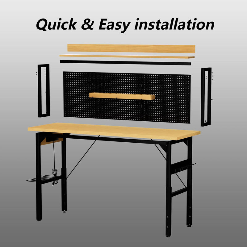 71" Adjustable Workbench with Pegboard by HouseOfZazla