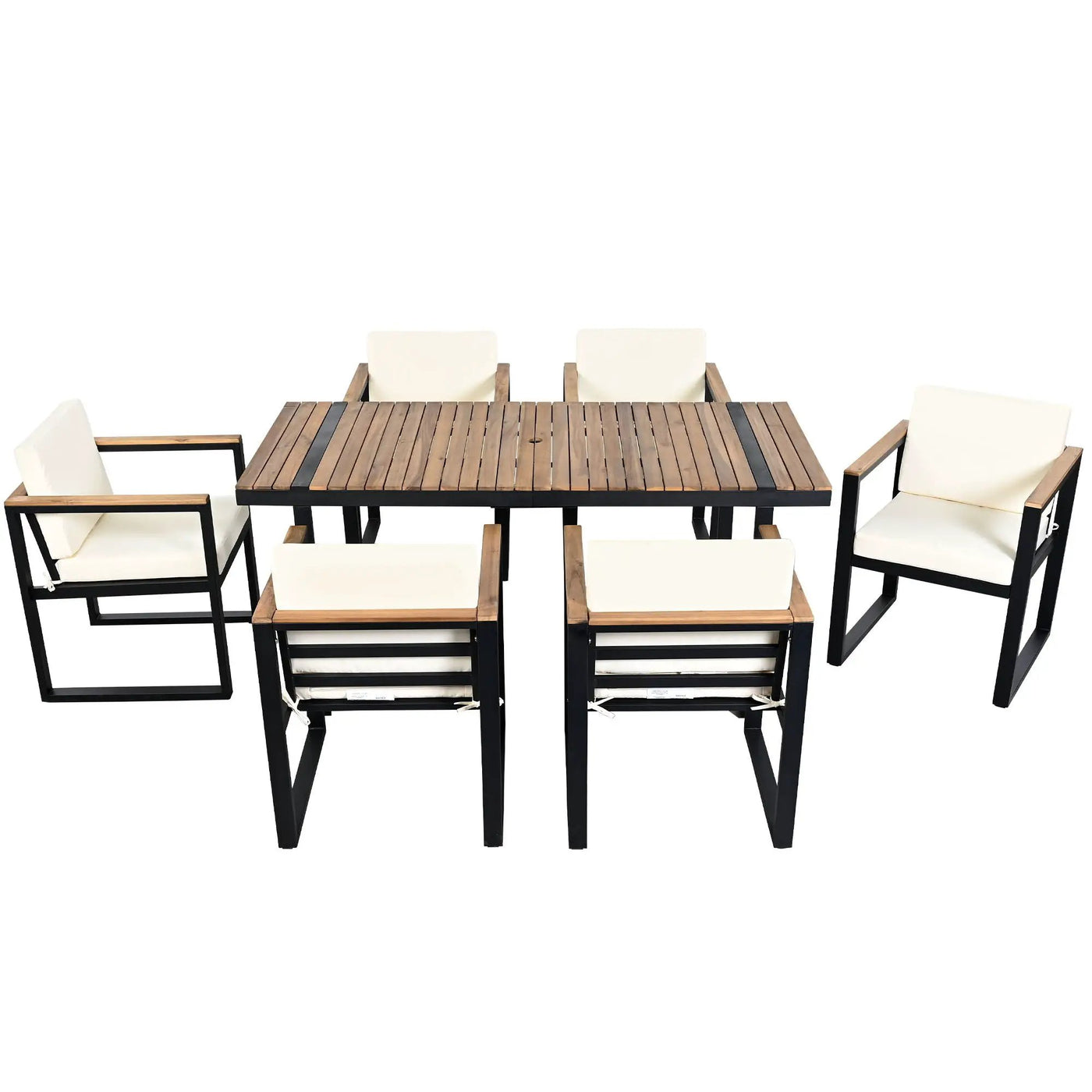 7 Pieces Outdoor Dining Set Patio Dining Table And Chair Set With And Removable Cushions For Patio by HouseOfZazla