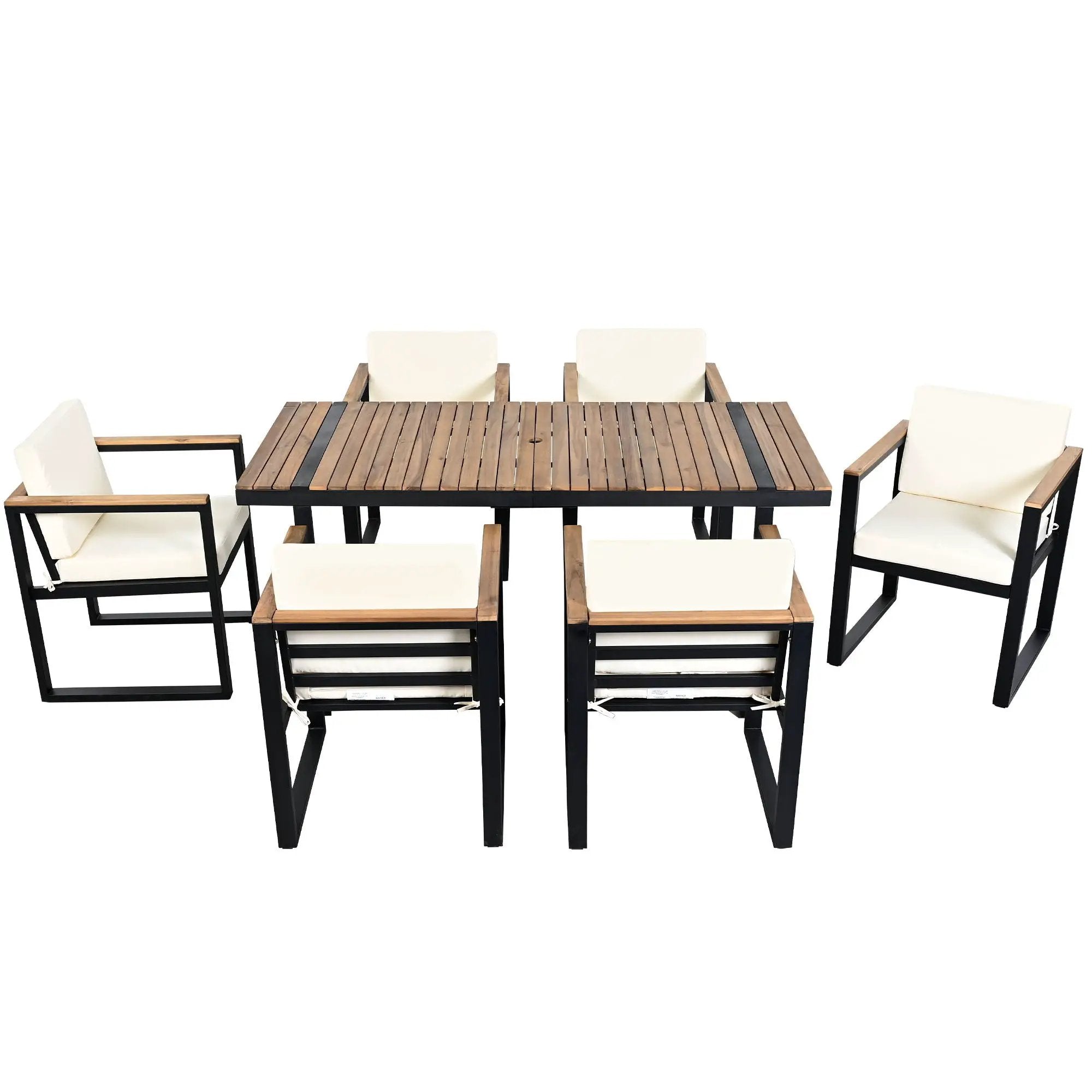 7 Pieces Outdoor Dining Set Patio Dining Table And Chair Set With And Removable Cushions For Patio by HouseOfZazla