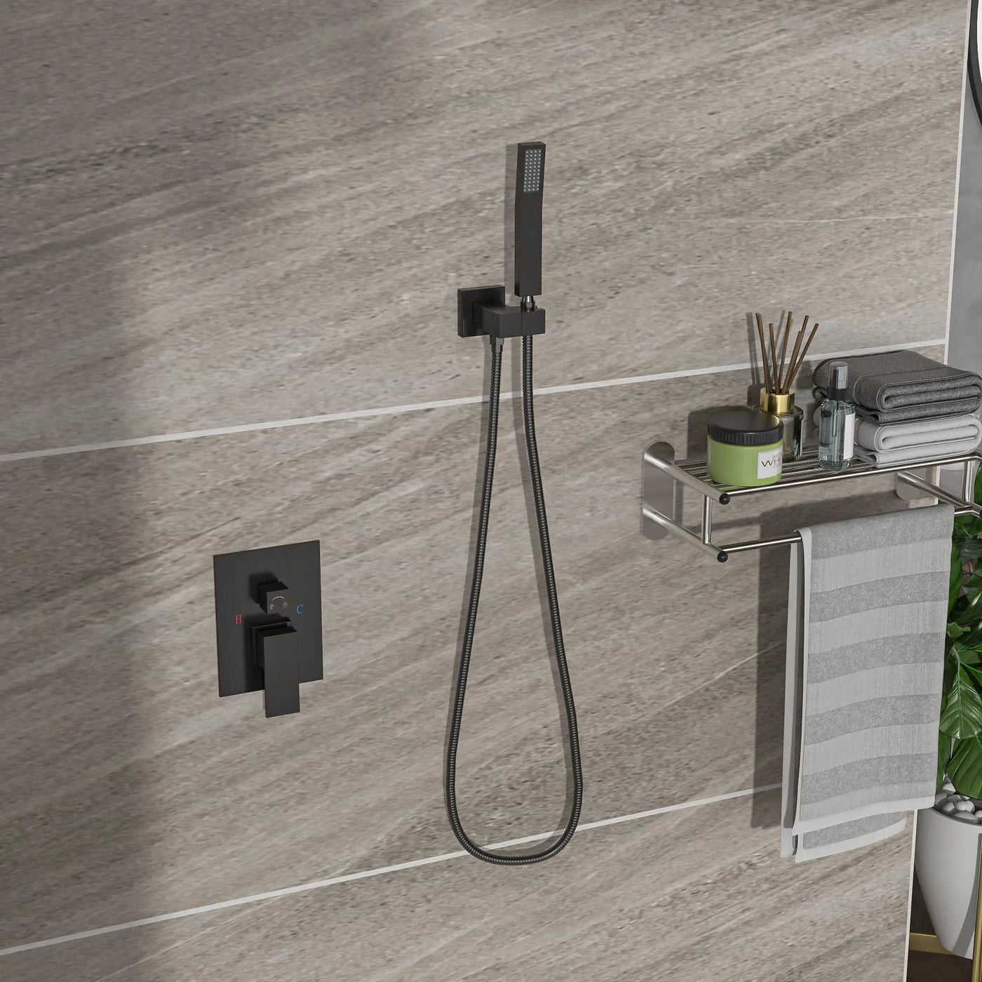 Dual Shower Head System With Ceiling Mount And Rough In Valve by HouseOfZazla