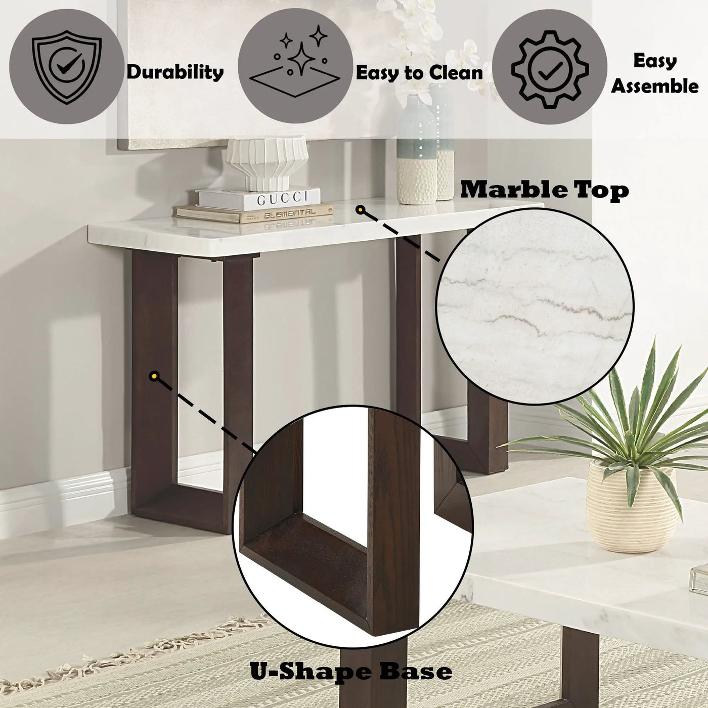 Edwyn Natural Marble Top End Table by HouseOfZazla