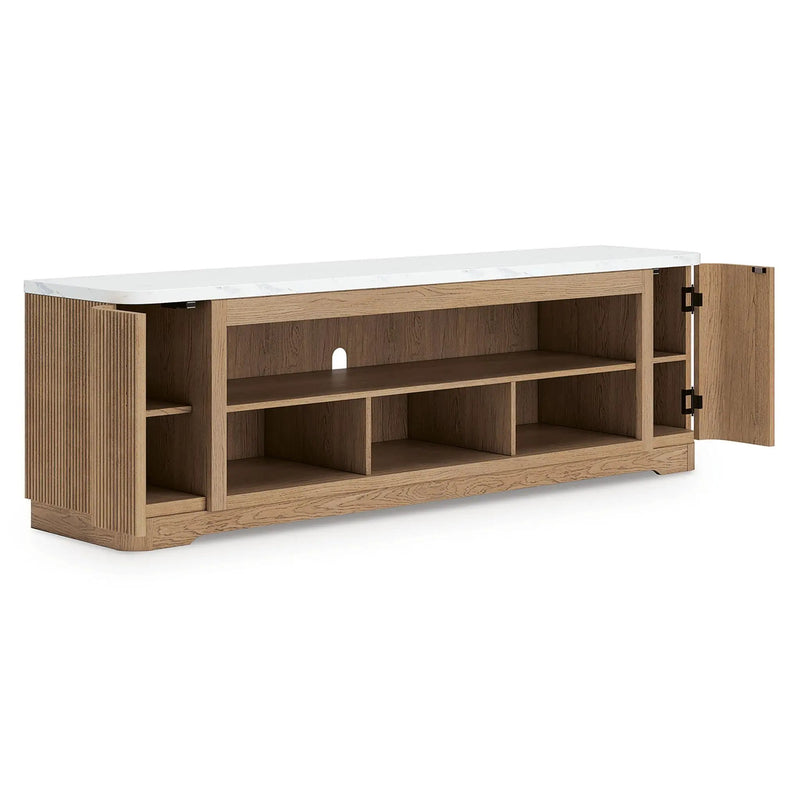 Camdill - XL TV Stand With Fireplace Option - Light Brown by Unique Piece Furniture