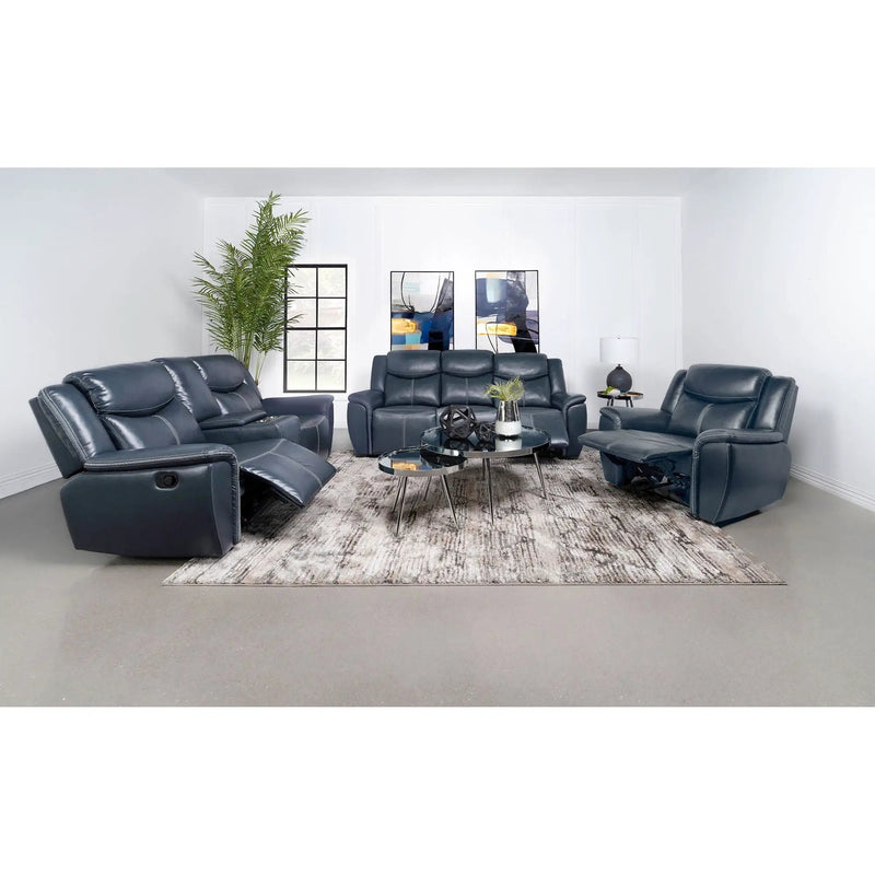 Brier - Upholstered Padded Arm Recliner Chair With Manual Recline And Pillowtop Arms - Blue by HouseOfZazla
