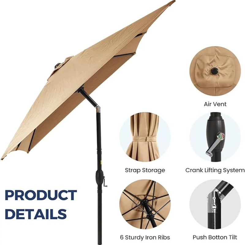 Rectangular Patio Umbrella With Crank Tilt, Polyester UV-Resistant Canopy by HouseOfZazla