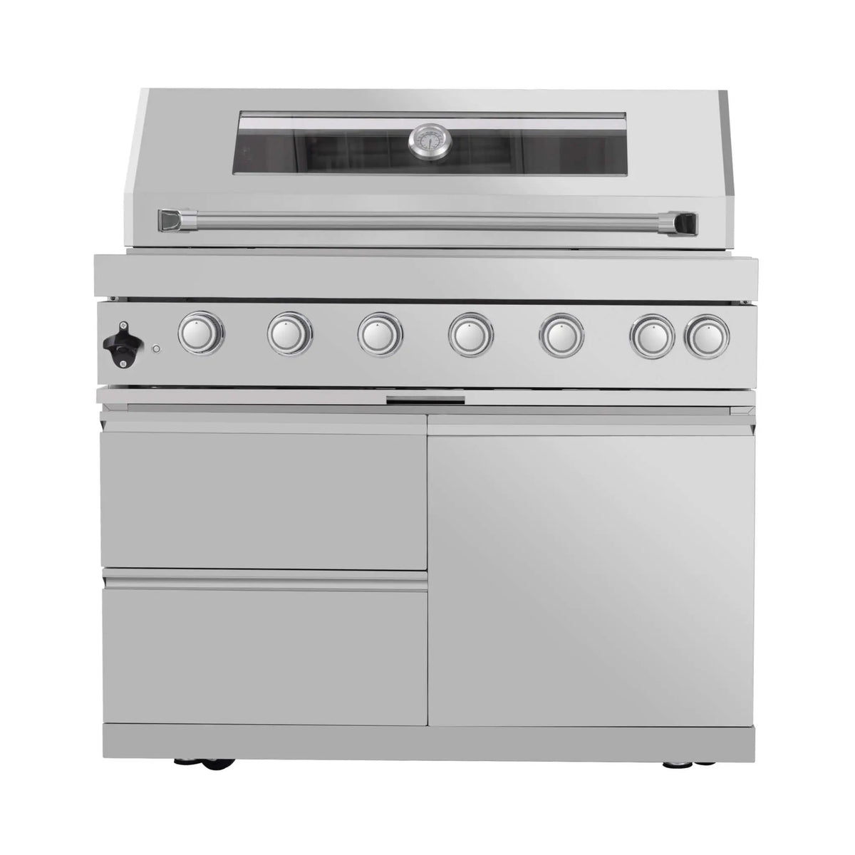 Castelle Flame Astoria 94-Inch 6-Burner 85K BTU Outdoor Kitchen Grill Island With Wine Cooler, Rotisserie, Cabinets, And Granite Countertops (SAK68014) by SAKSBY WHOLESALE