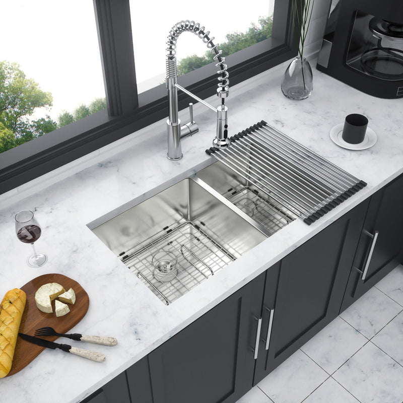Modern Double Bowl Undermount Kitchen Sink 50 / 50 Design Stainless Steel by HouseOfZazla