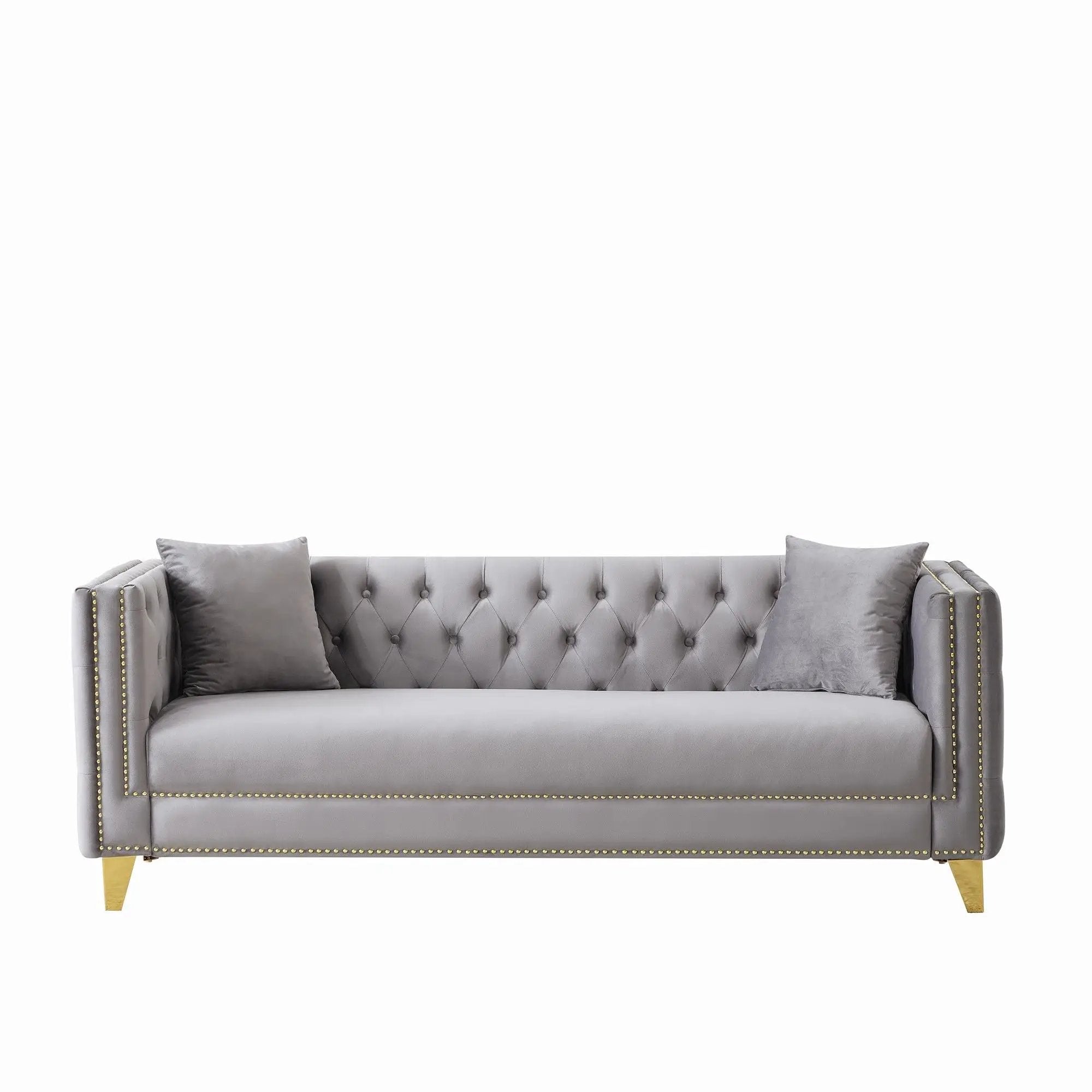 3 Seater Deep Seat Sofa, Sofa With Button Nailhead, Square Arm by Unique Piece Furniture
