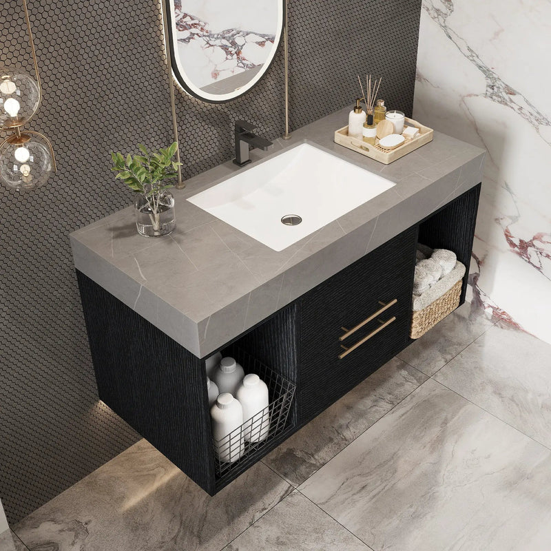39.4 Inches Single Contemporary Floating Bathroom Vanity, photo 5 of 10