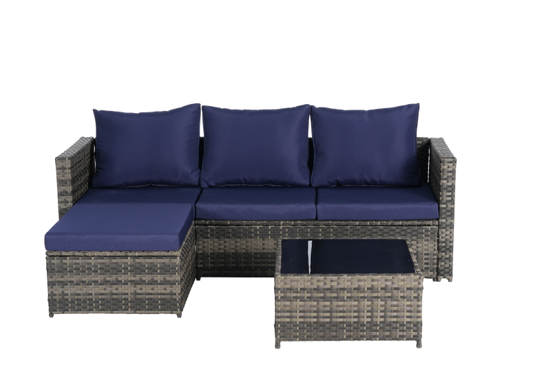 2 Pieces Patio Furniture Set, Outdoor Woven Sectional L-Shaped Patio Furniture by HouseOfZazla