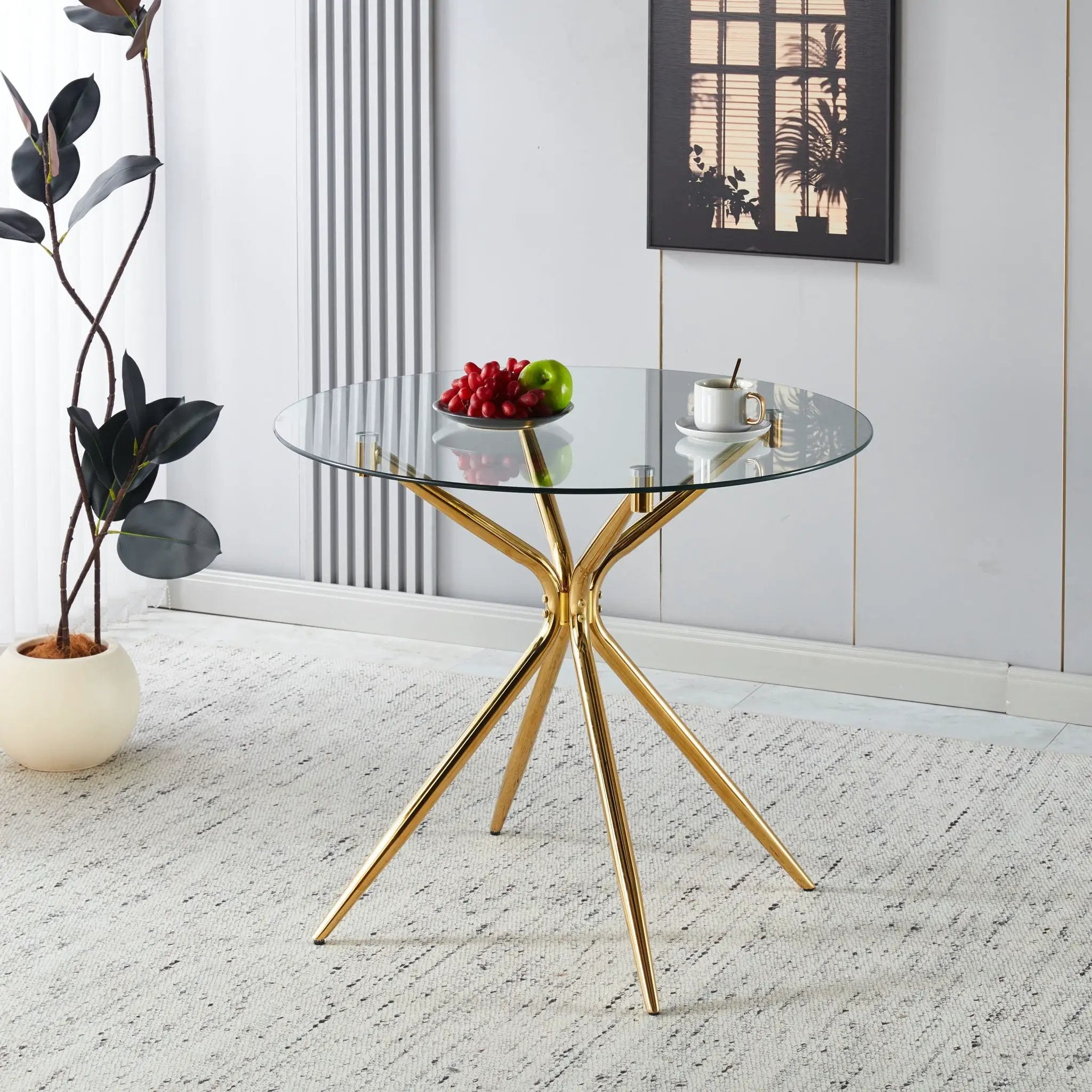Compact Dining Table With Glass Top by Unique Piece Furniture