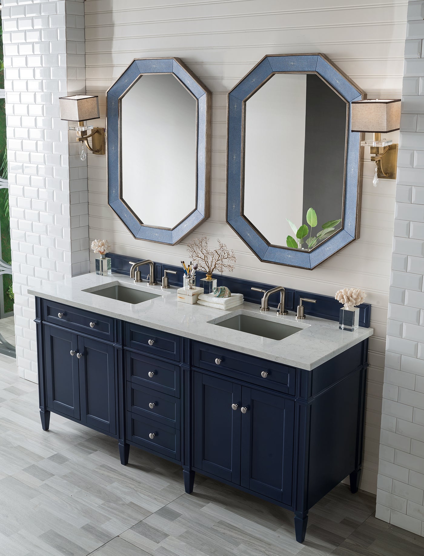 James Martin Brittany 72" Double Bathroom Vanity, Victory Blue, view 40