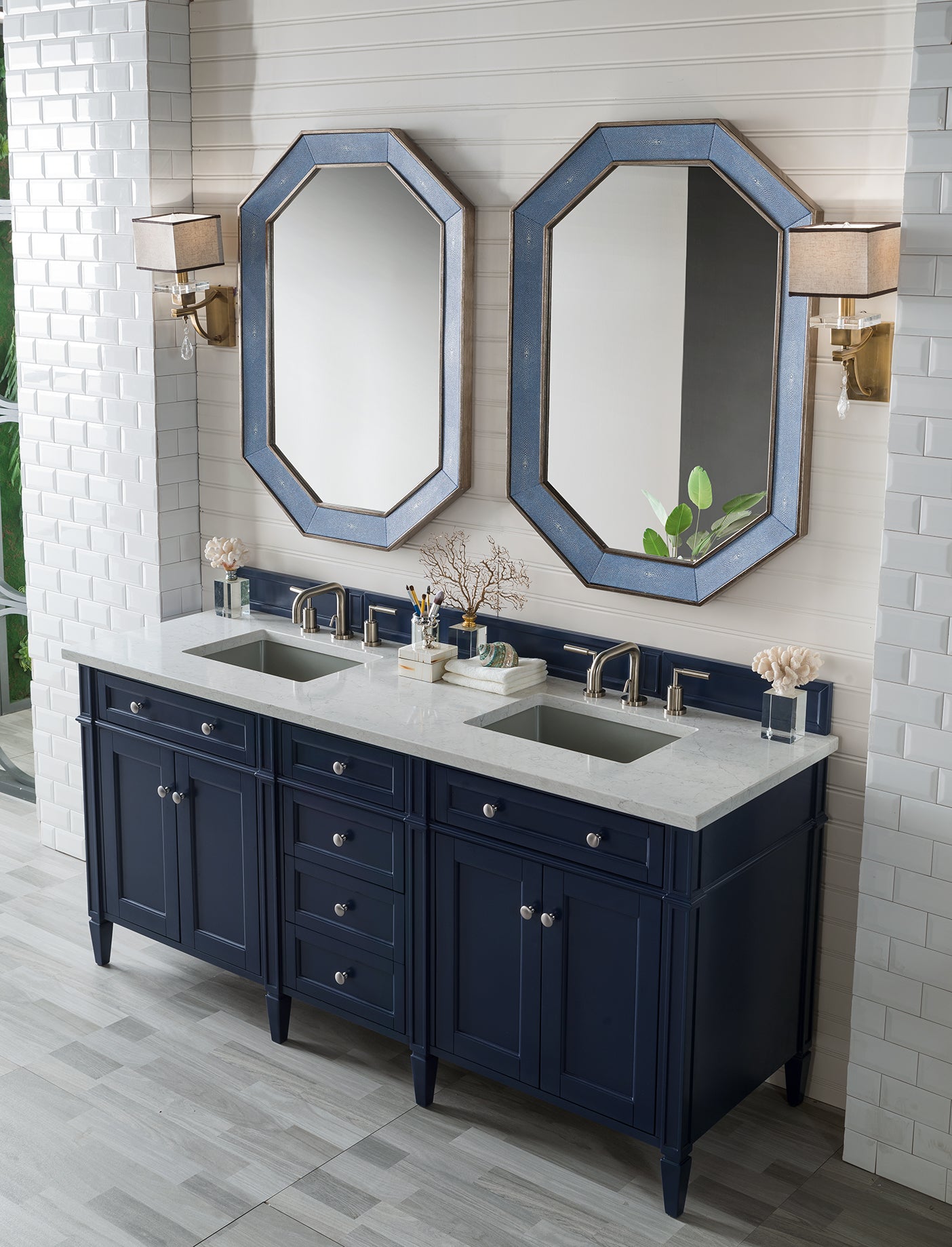 James Martin Brittany 72" Double Bathroom Vanity, Victory Blue, view 40