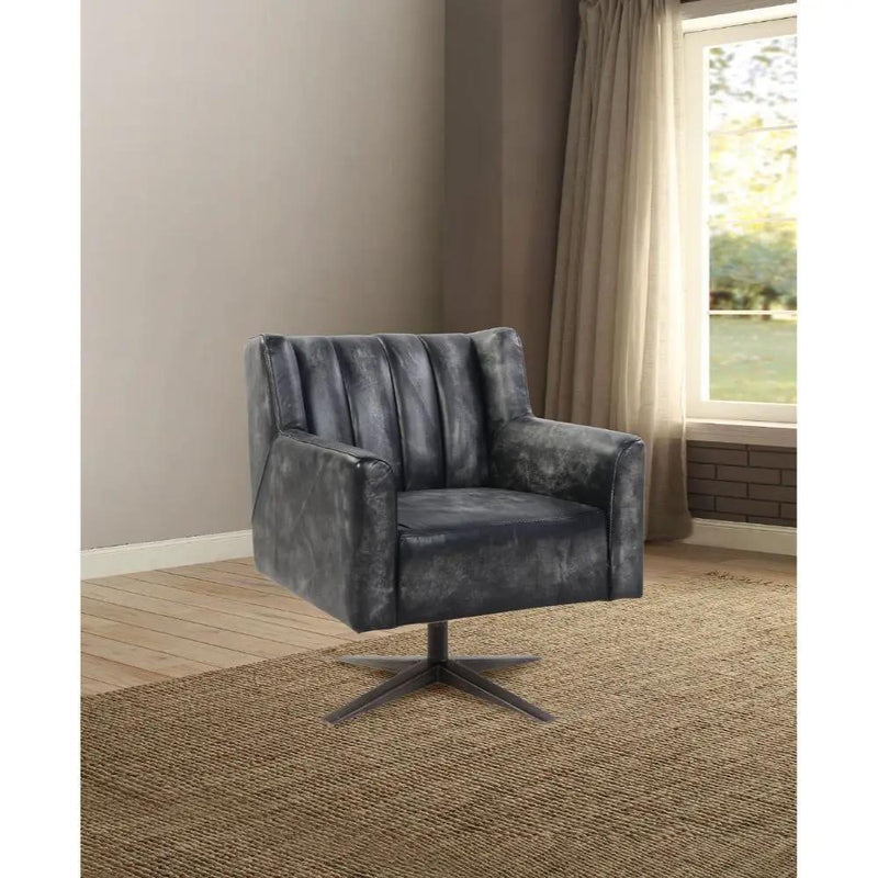 Brancaster - Office Chair - Vintage Black Top Grain Leather by Unique Piece Furniture