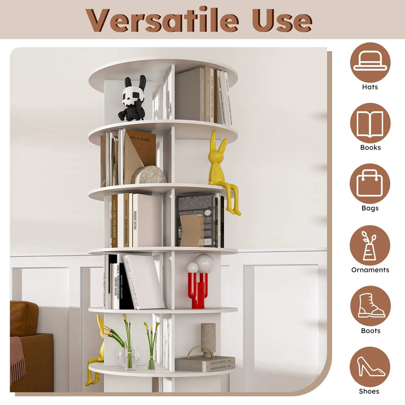 6 Tier Spinning Shoe Rack, Free Standing 360° Revolving Shoe Organizer - White by HouseOfZazla