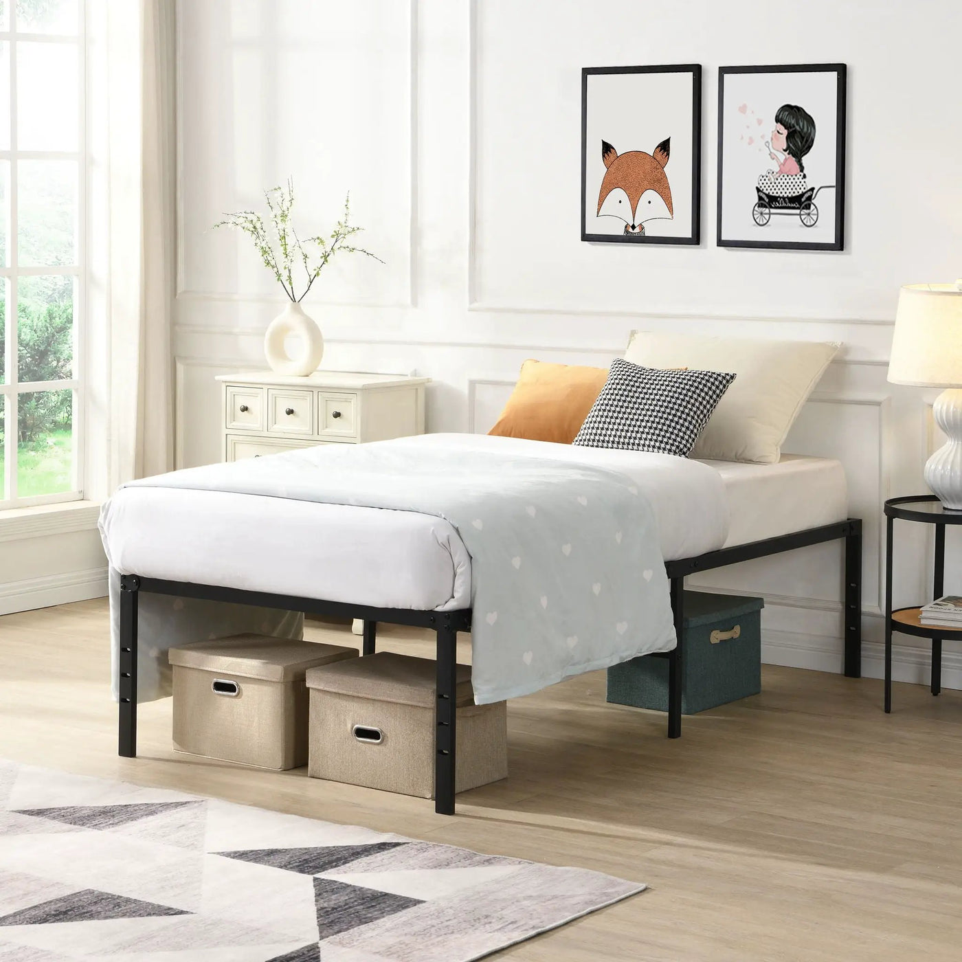 Heavy Duty Metal Bed Frame With Quiet Support by HouseOfZazla