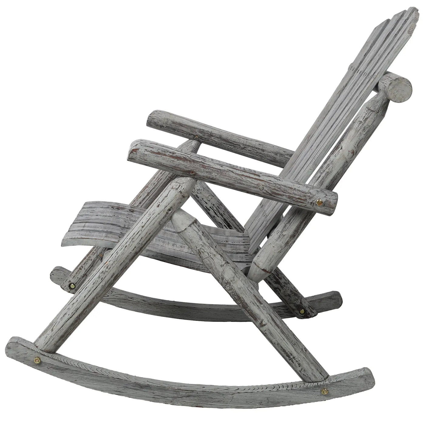 Durable Wooden Porch Rocker, Fir Log Rocking Chair by HouseOfZazla