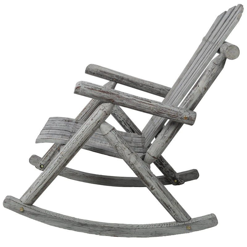 Durable Wooden Porch Rocker, Fir Log Rocking Chair by HouseOfZazla