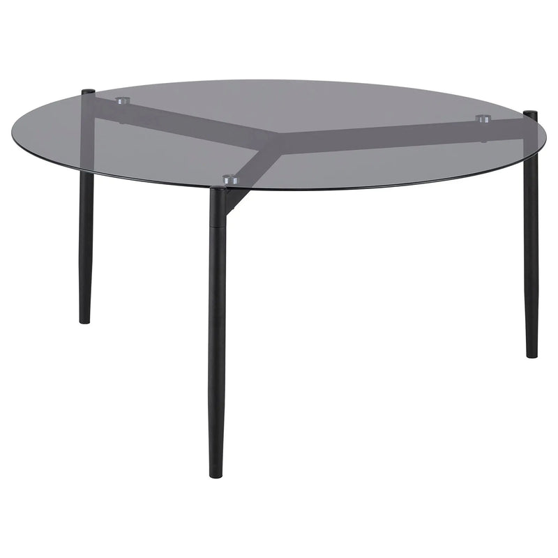 Rosalie Round Smoked Glass Top Coffee Table Grey by Unique Piece Furniture